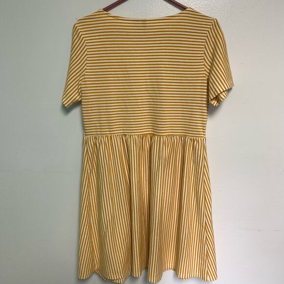 ASOS Yellow White Striped V-Neck Button Down Mini Dress Size 6 - Picture 5 of 5